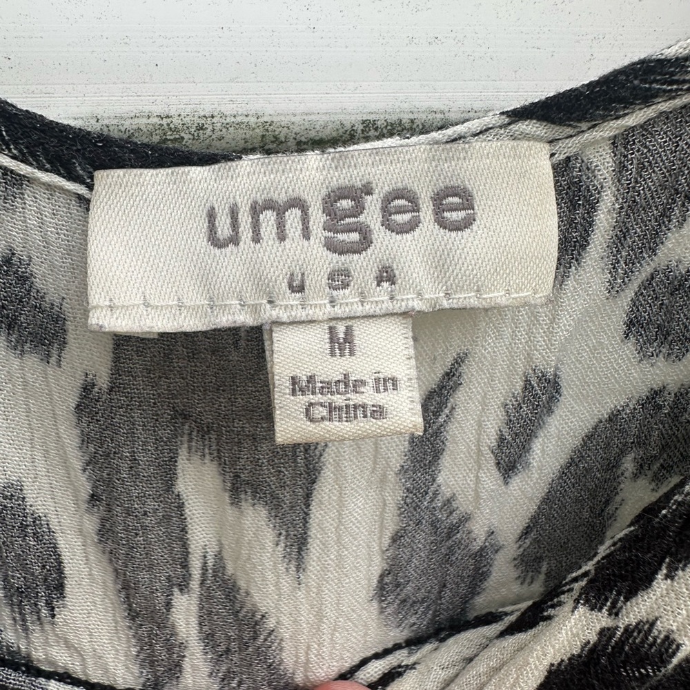 Umgee Leopard Print Ruffle Tunic Top Medium NWOT Boho Tie Front - Picture 7 of 8
